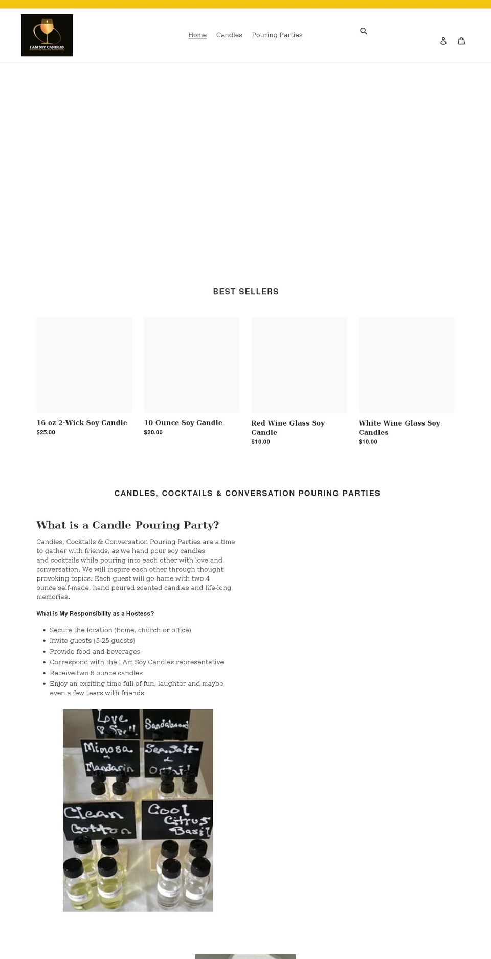 iamsoycandles.com shopify website screenshot