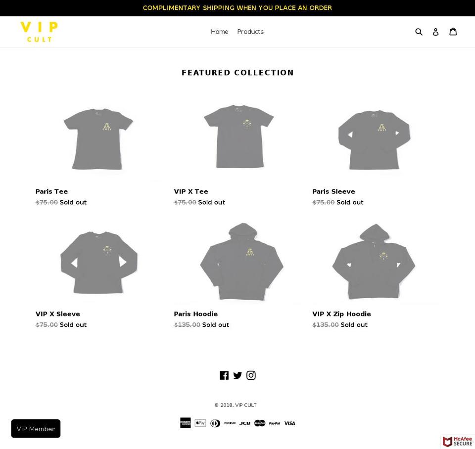 iamvipcult.com — Shopify storefront screenshot