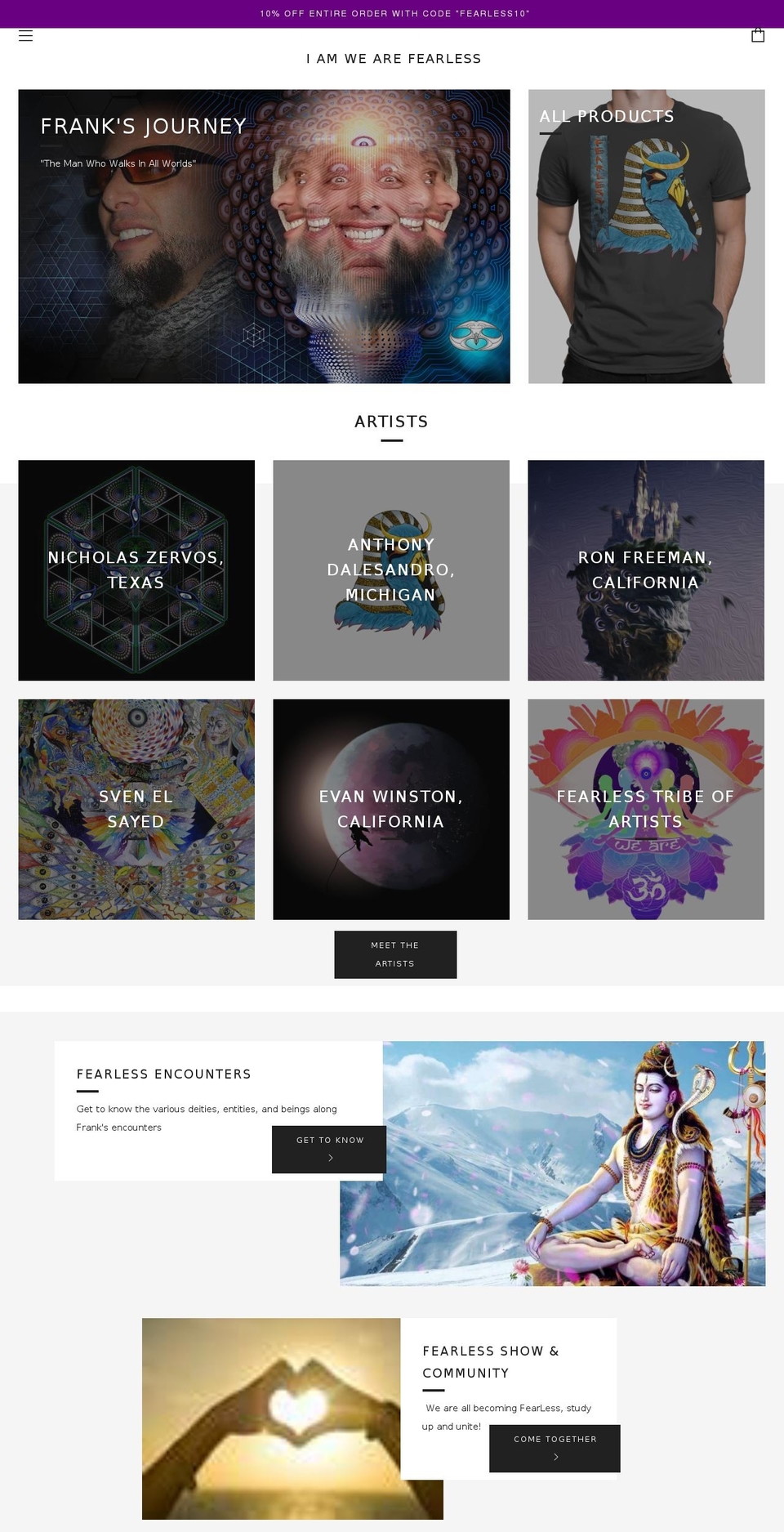 iamwearefearless.com — Shopify storefront screenshot