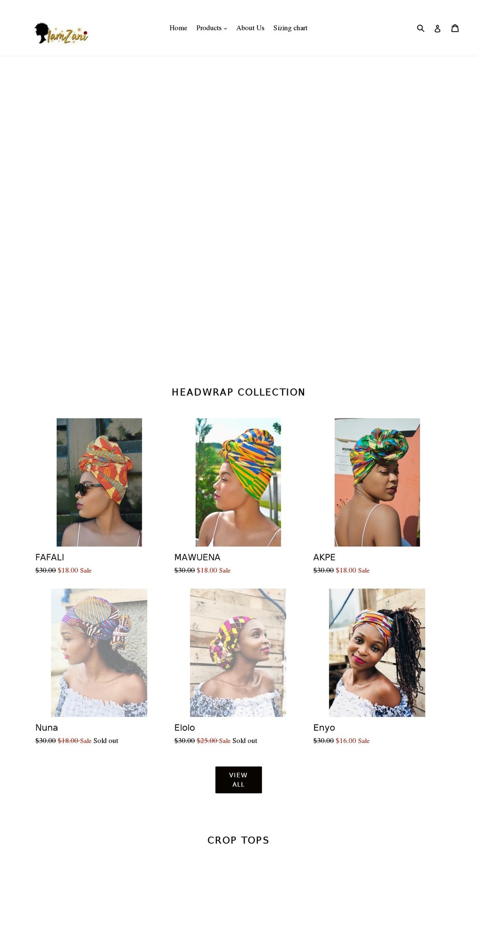 iamzani.com — Shopify storefront screenshot