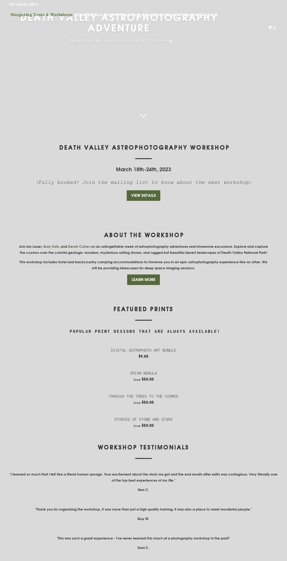 ianlauerastro.com shopify website screenshot