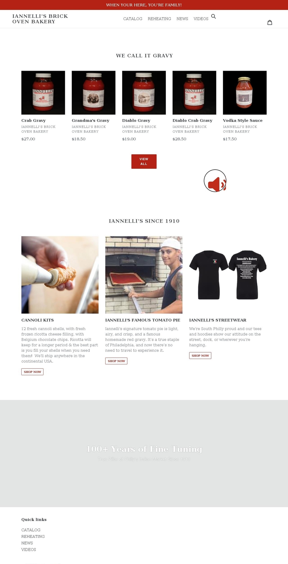 iannellibakery.com shopify website screenshot