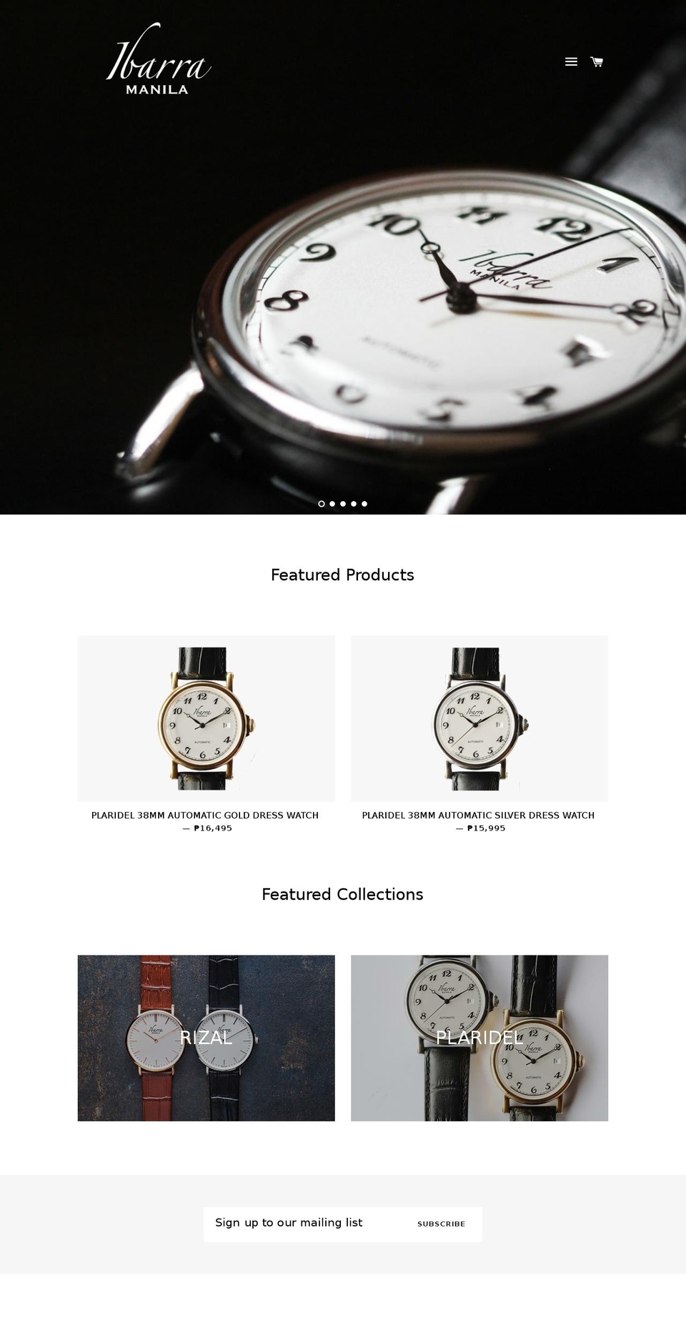 ibarrawatches.com shopify website screenshot