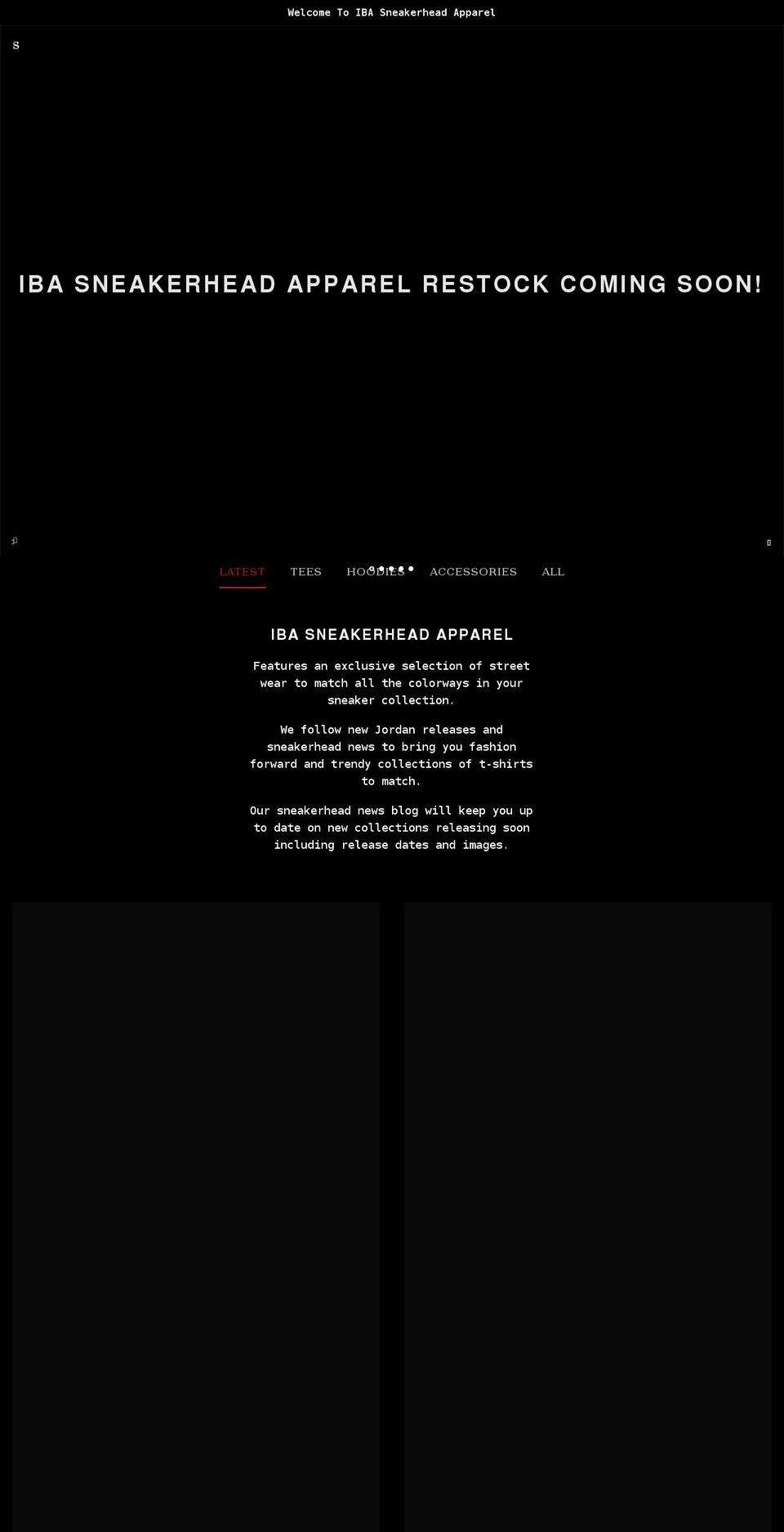 ibasneakerheadapparel.com shopify website screenshot