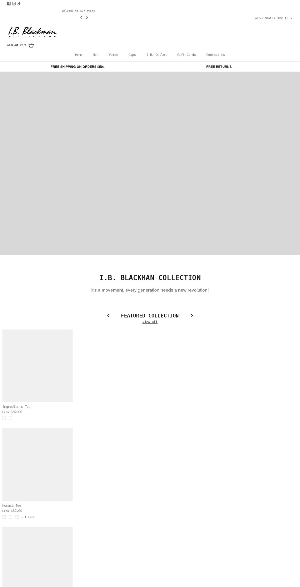 ibblackman.com shopify website screenshot