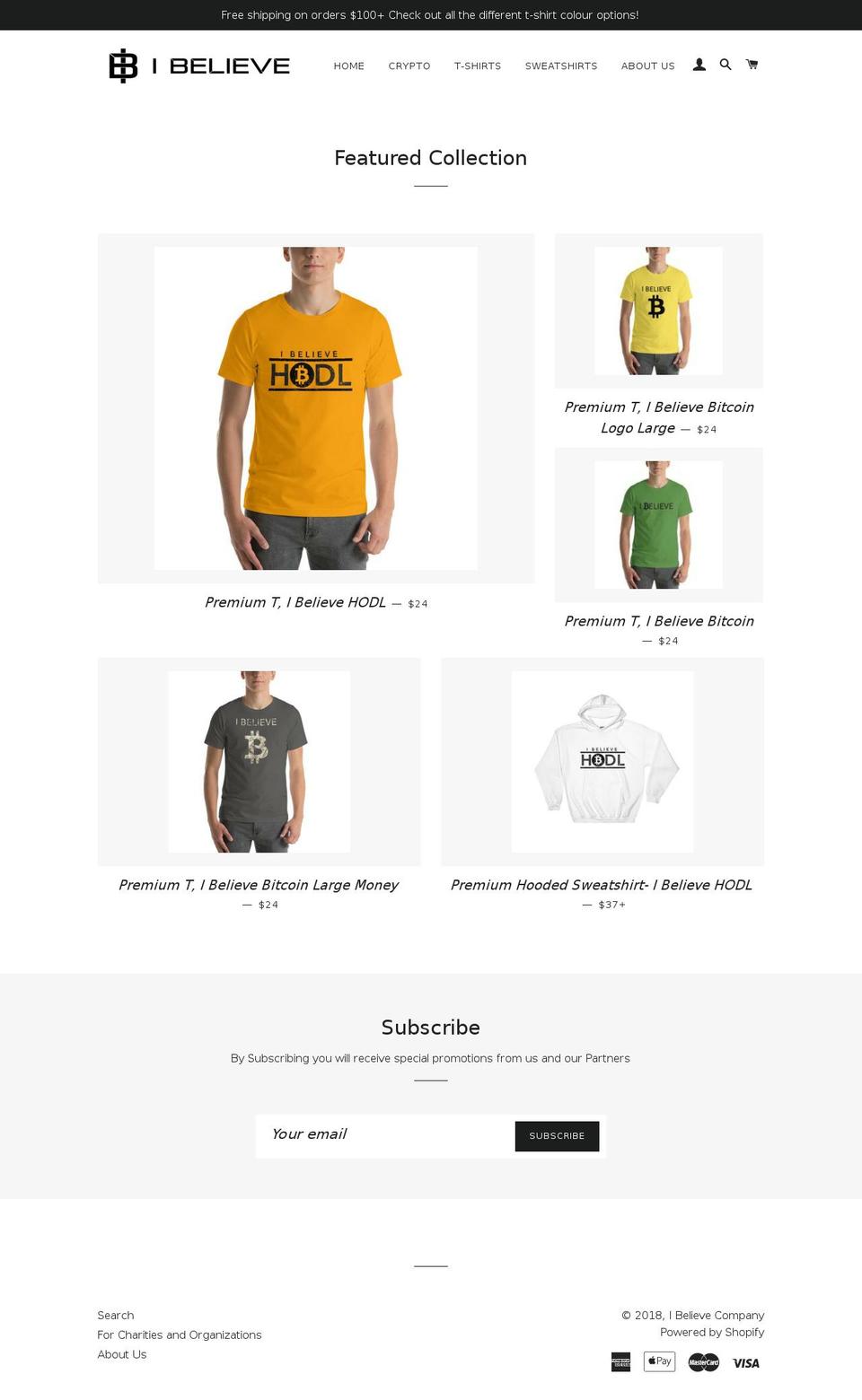 ibelievecompany.com — Shopify storefront screenshot