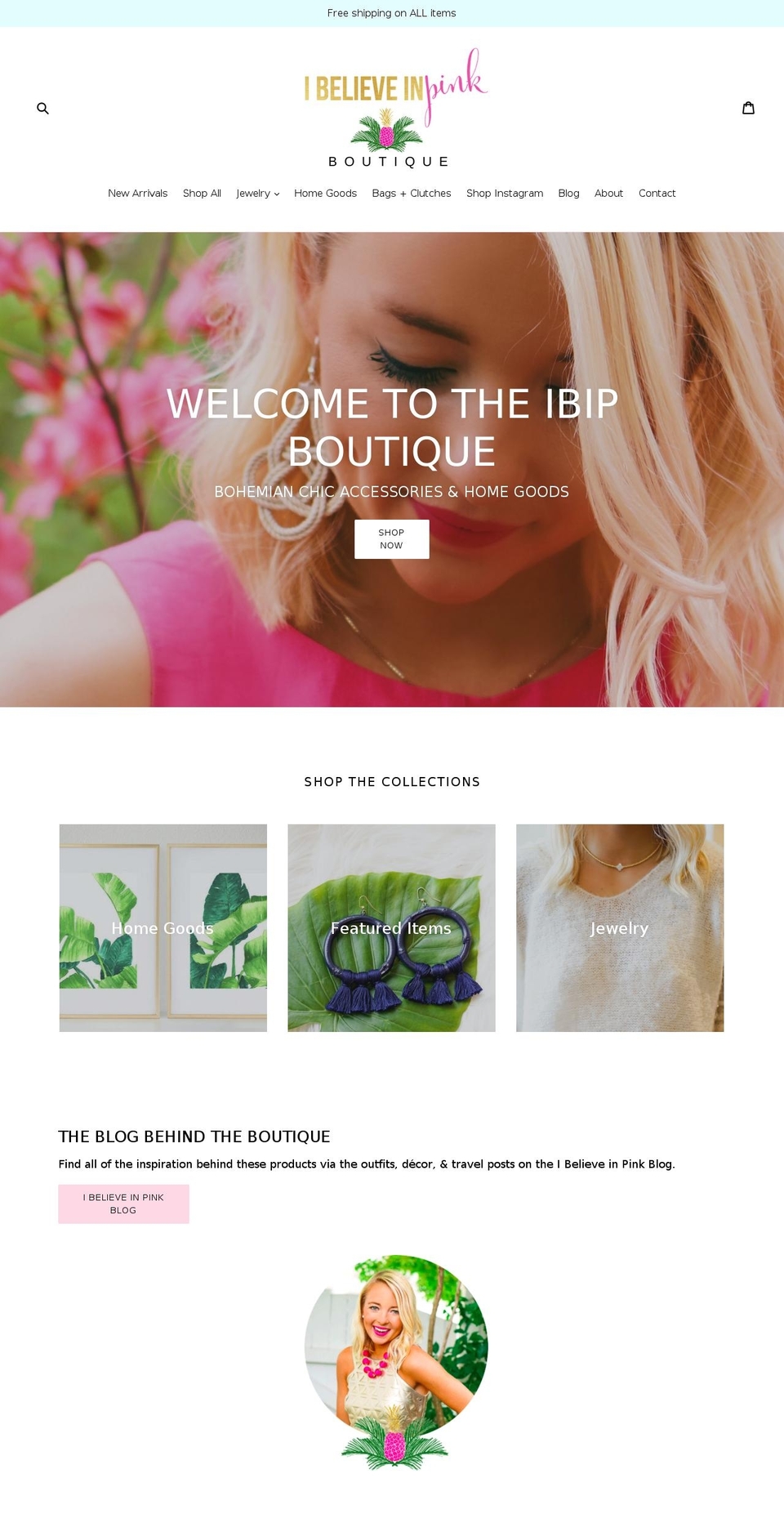 ibelieveinpinkboutique.com — Shopify storefront screenshot