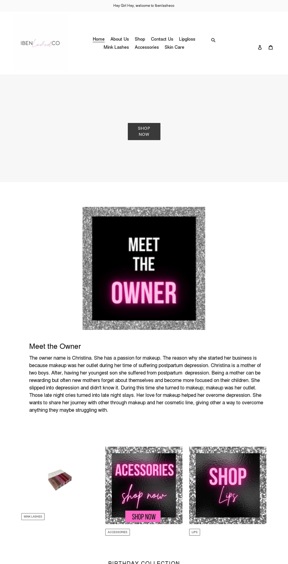 ibenlashedco.com shopify website screenshot