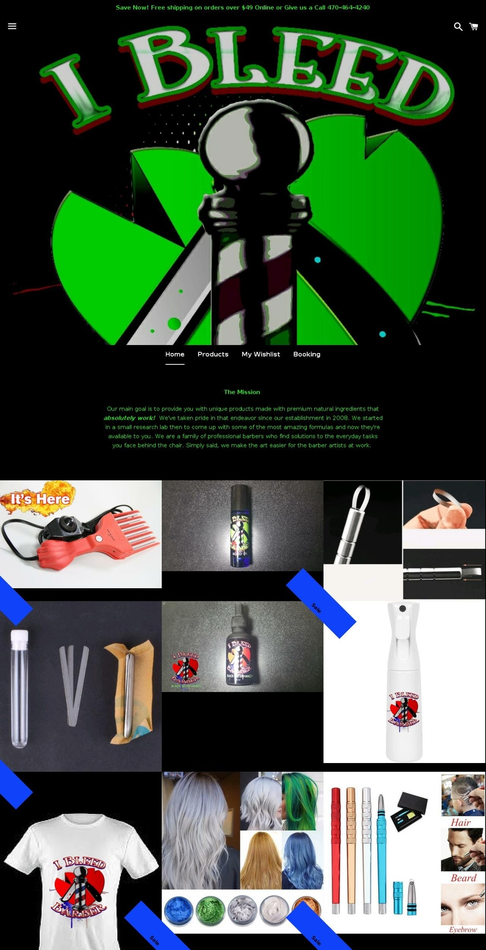 ibleedbarber.com — Shopify storefront screenshot