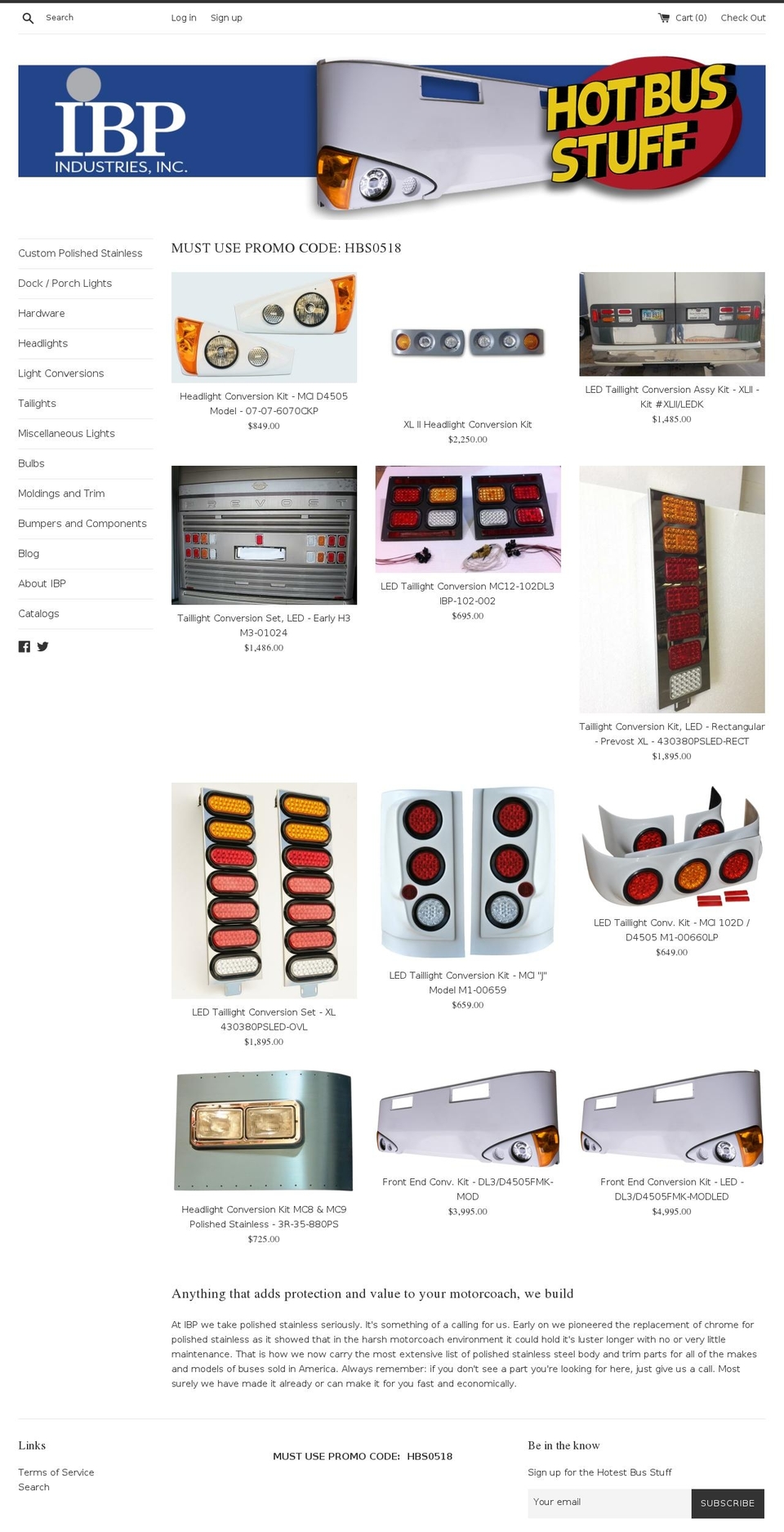 ibp.parts shopify website screenshot