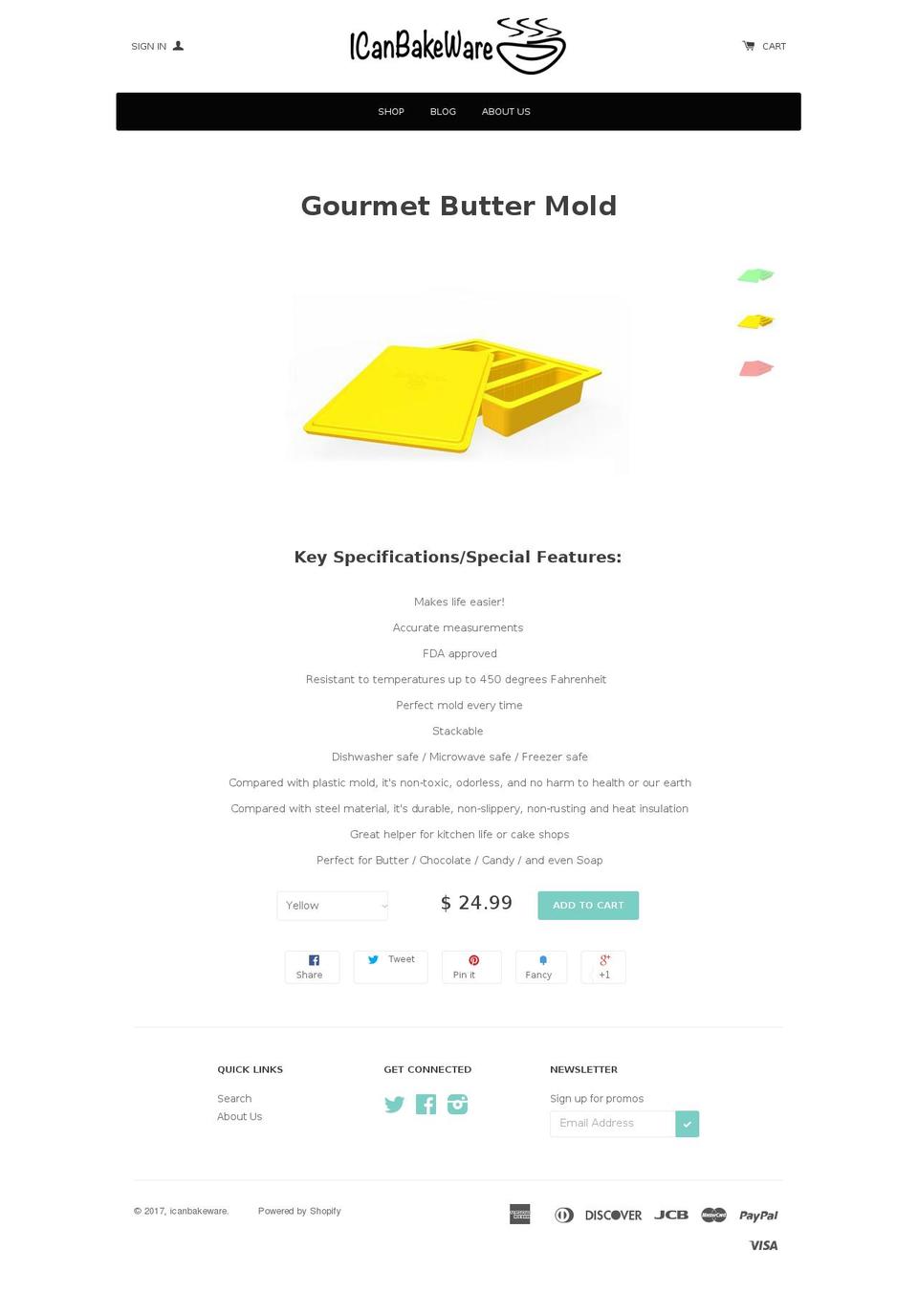 icanbakeware.com shopify website screenshot