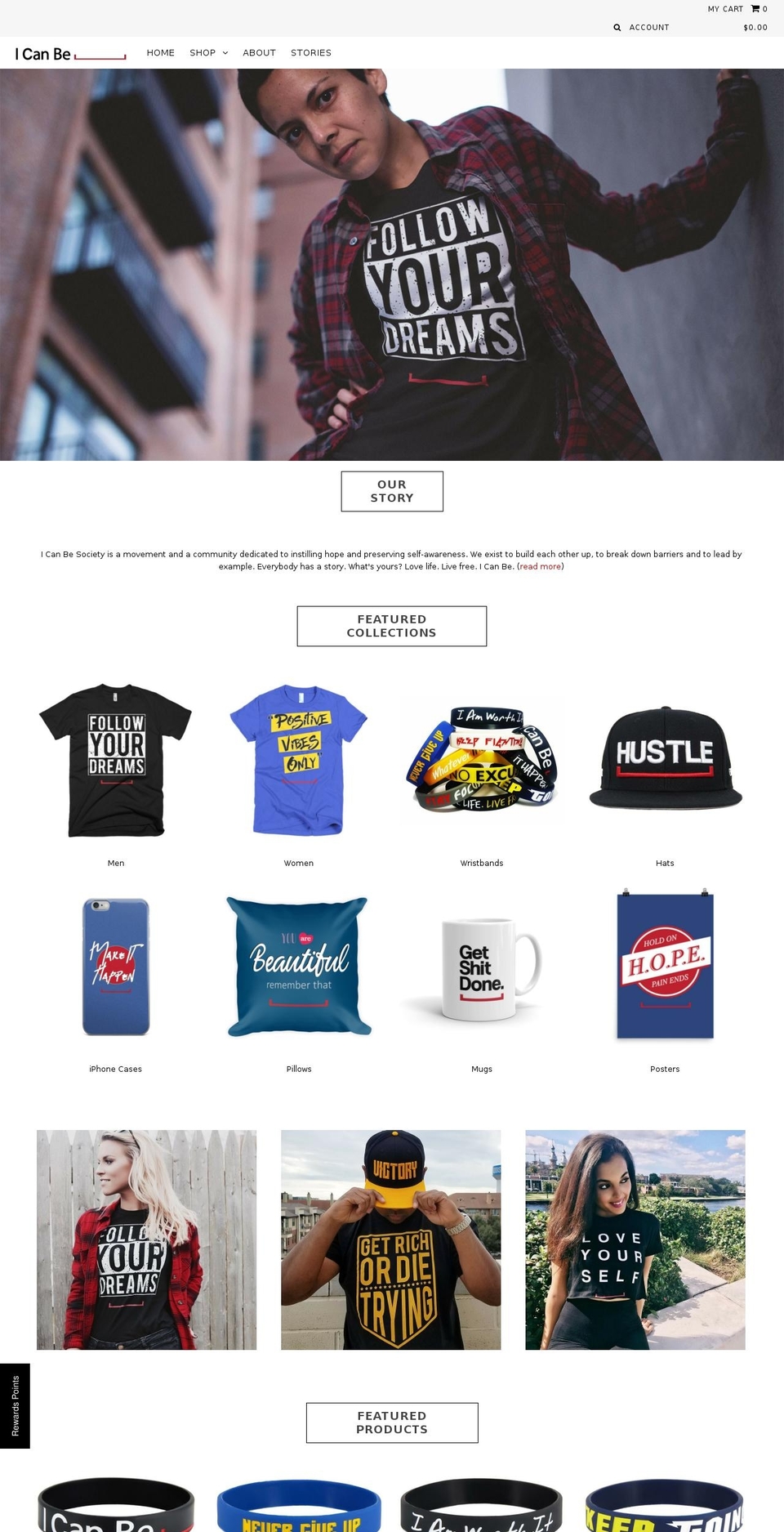 icanbesociety.net shopify website screenshot