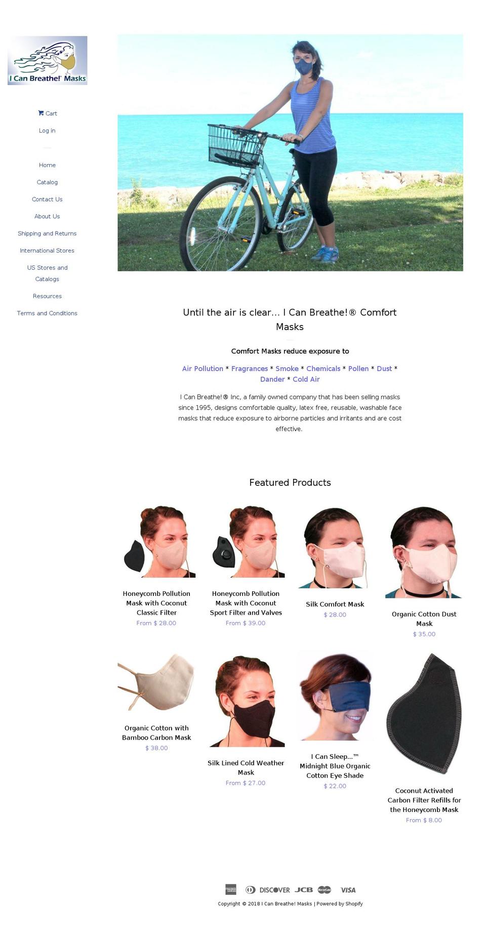 icanbreathemasks.com — Shopify storefront screenshot