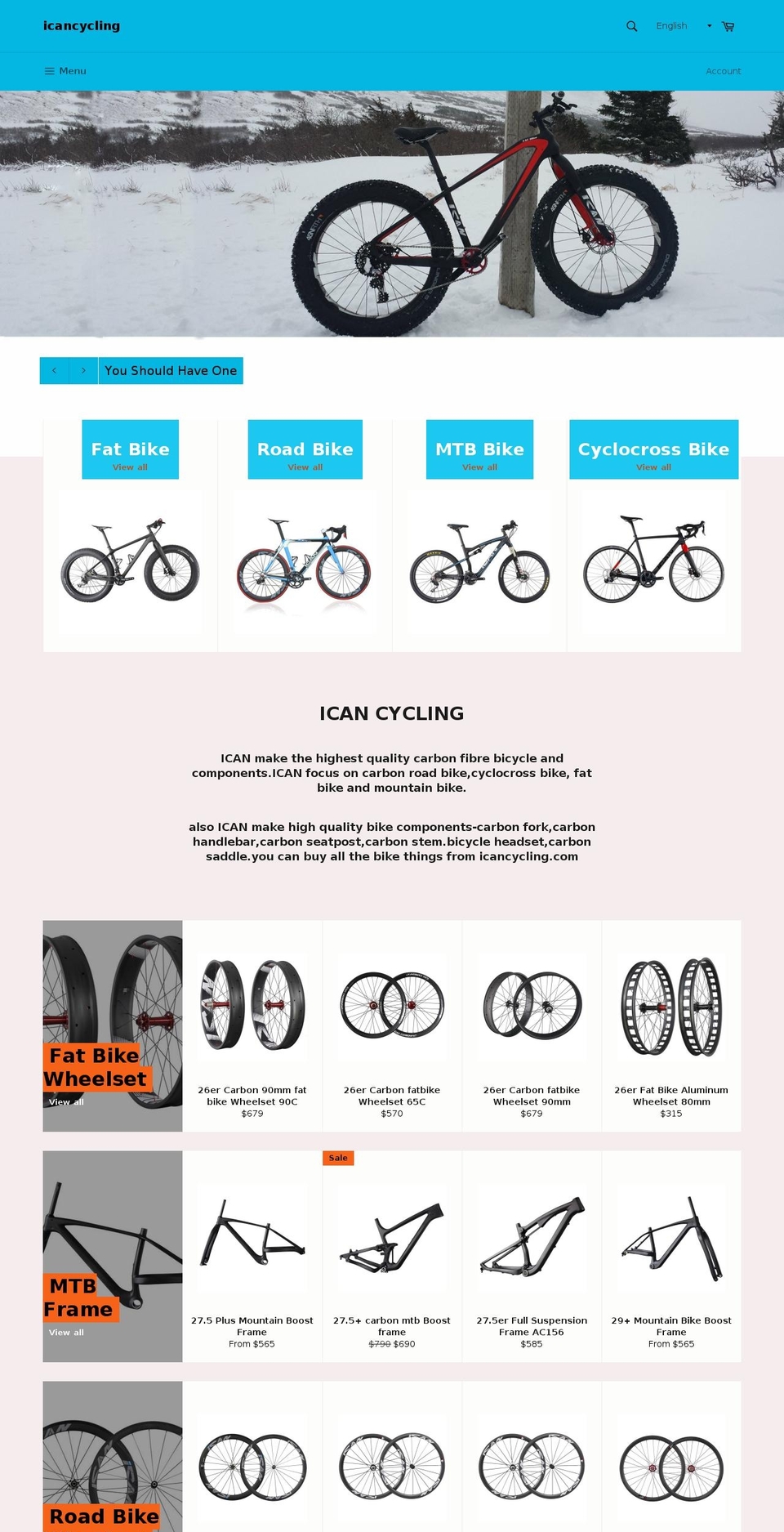 icancycling.com shopify website screenshot