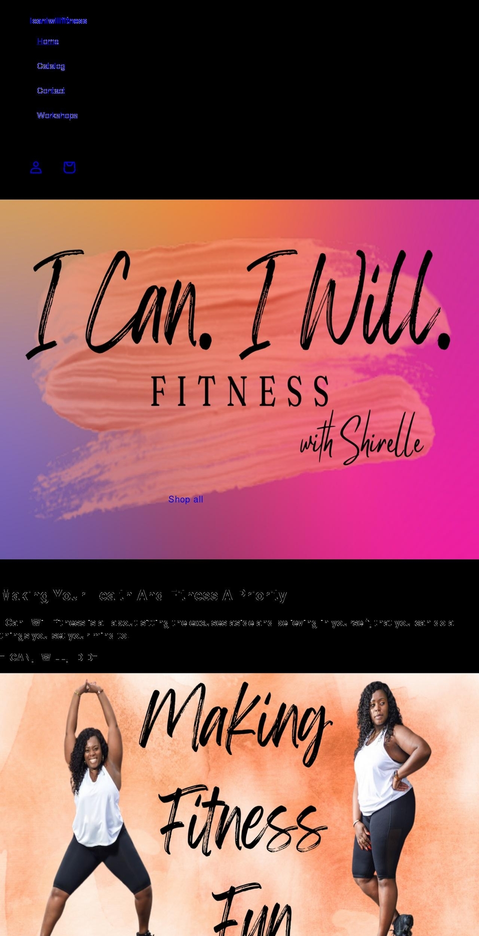 icaniwillfitness.com shopify website screenshot