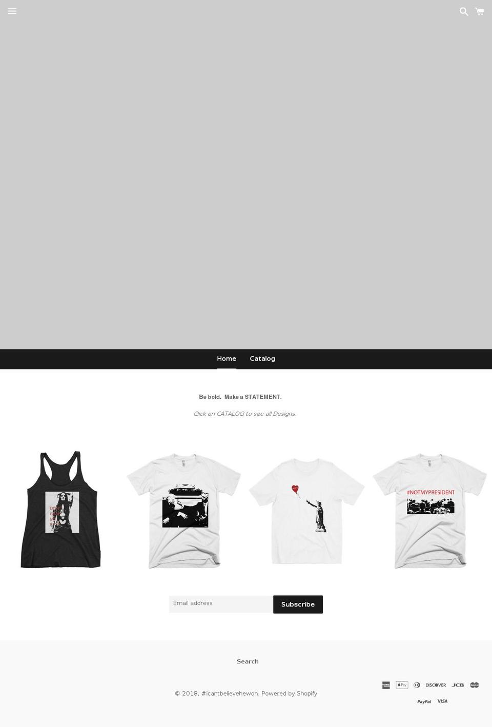 icantbelievehewon.com — Shopify storefront screenshot