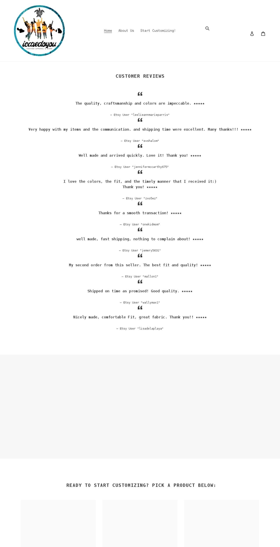 icaredoyou.com shopify website screenshot