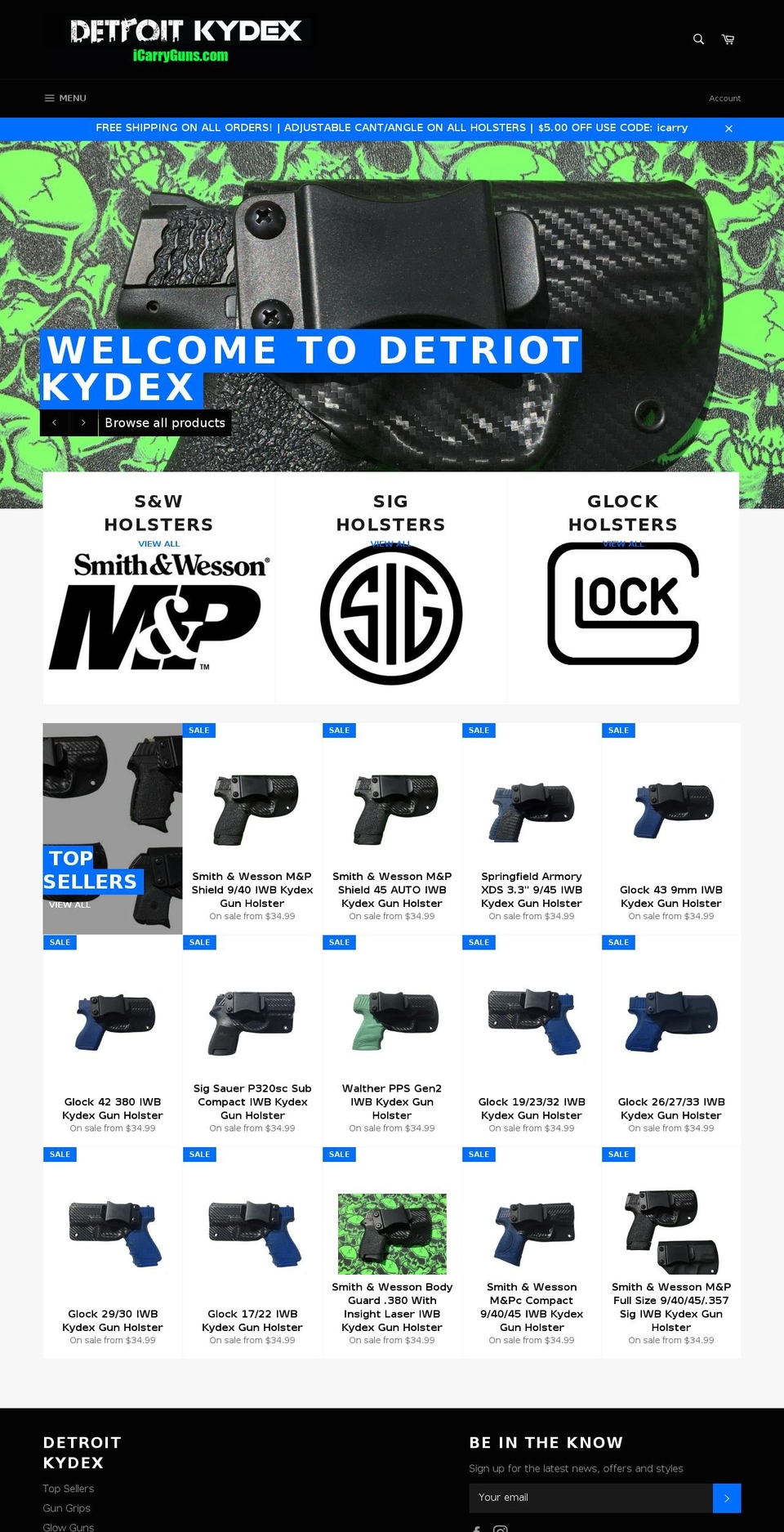 icarryguns.com shopify website screenshot