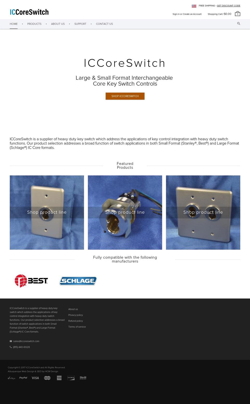 iccoreswitch.com shopify website screenshot