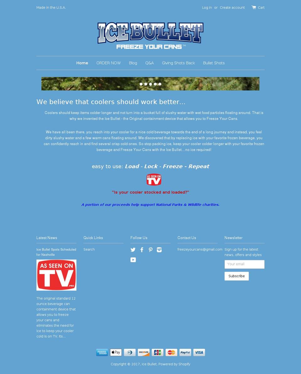 ice-bullet.com shopify website screenshot