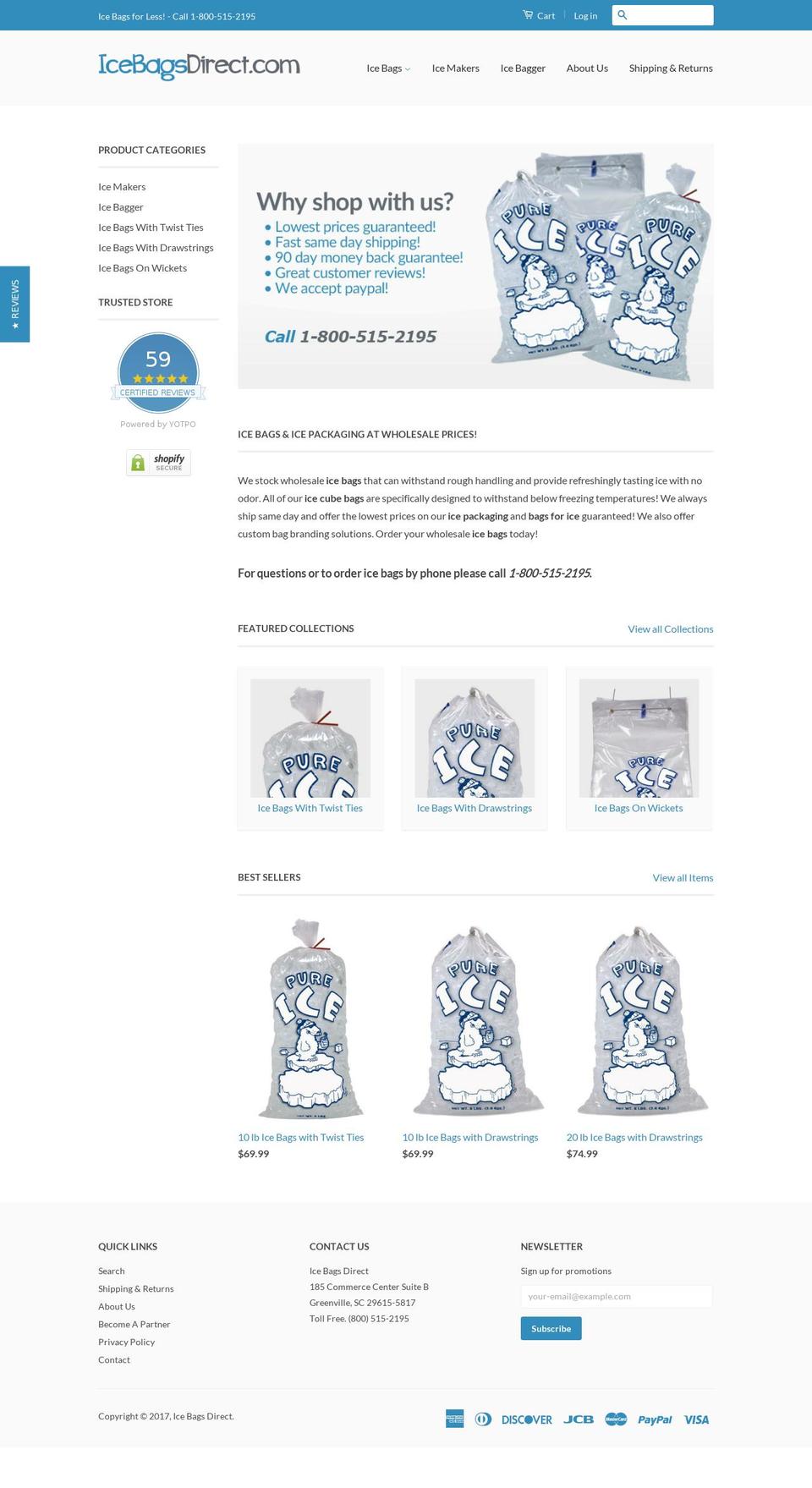 icebagsdirect.com shopify website screenshot
