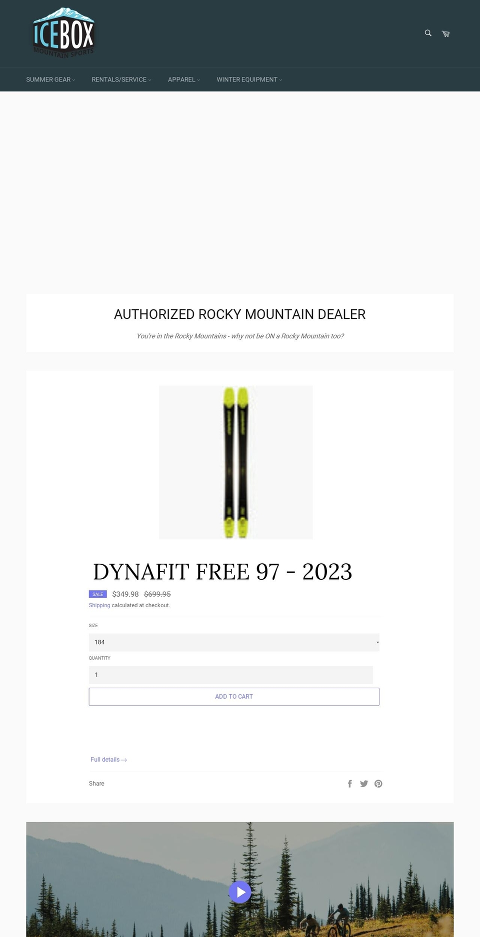 iceboxmountainsports.com shopify website screenshot