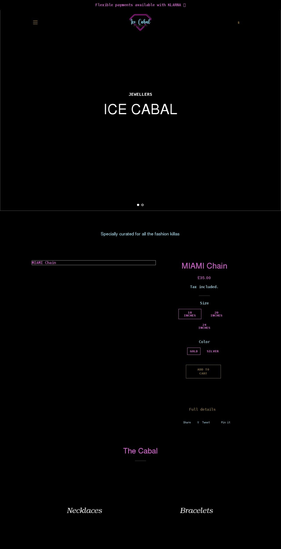 icecabal.com shopify website screenshot