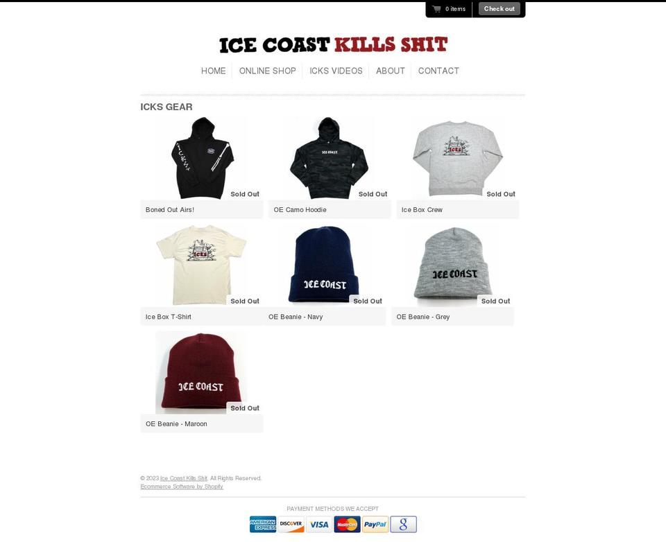 icecoast.myshopify.com shopify website screenshot