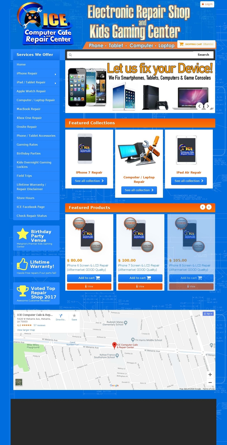 icecomputercafe.com — Shopify storefront screenshot