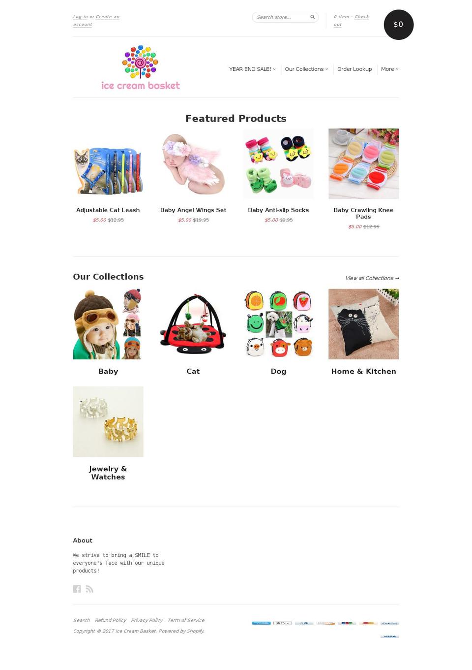 icecreambasket.com shopify website screenshot