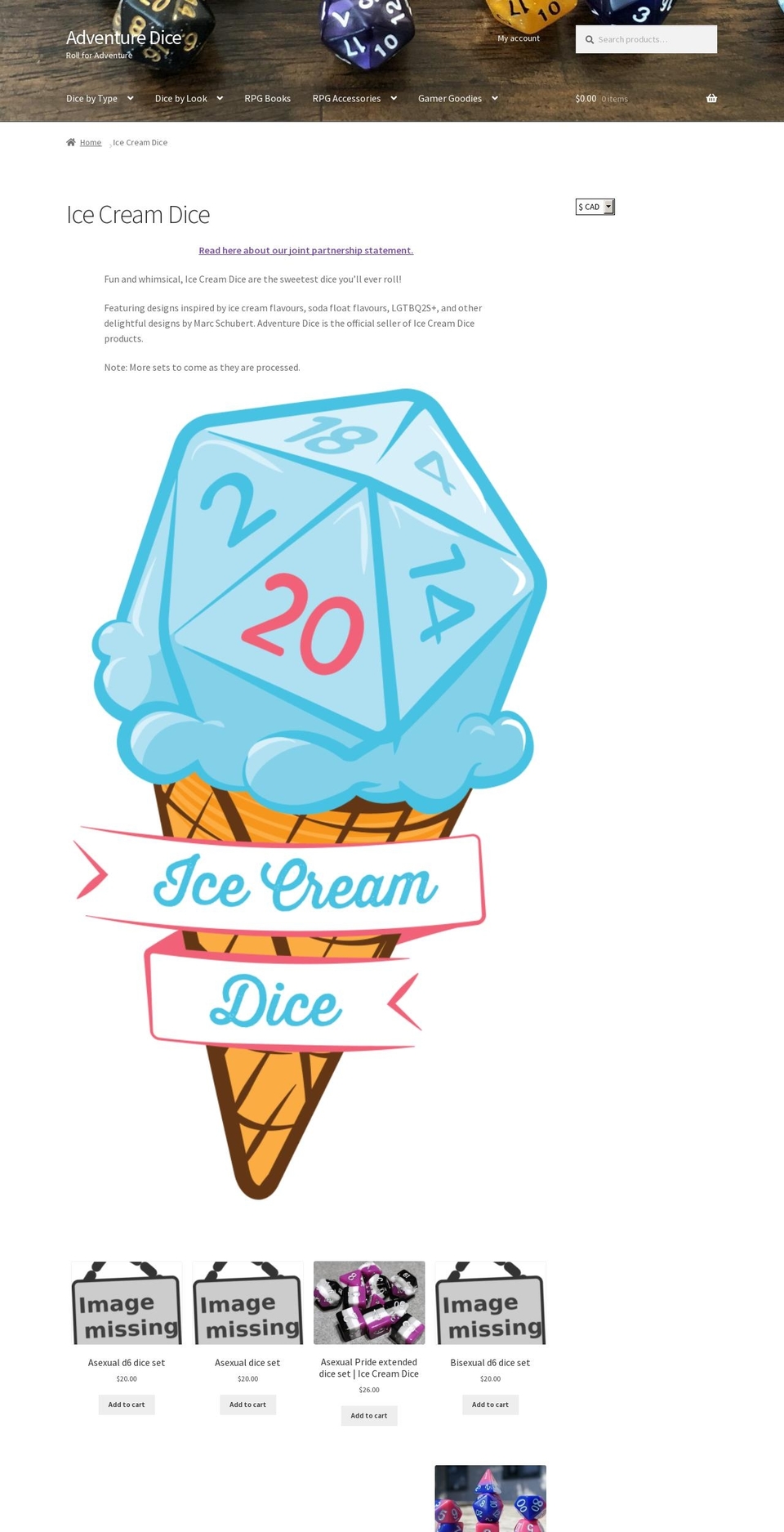 icecreamdice.com shopify website screenshot