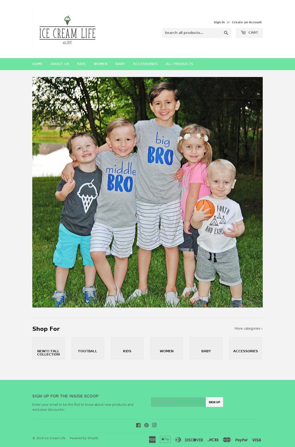 icecreamlife.com — Shopify storefront screenshot