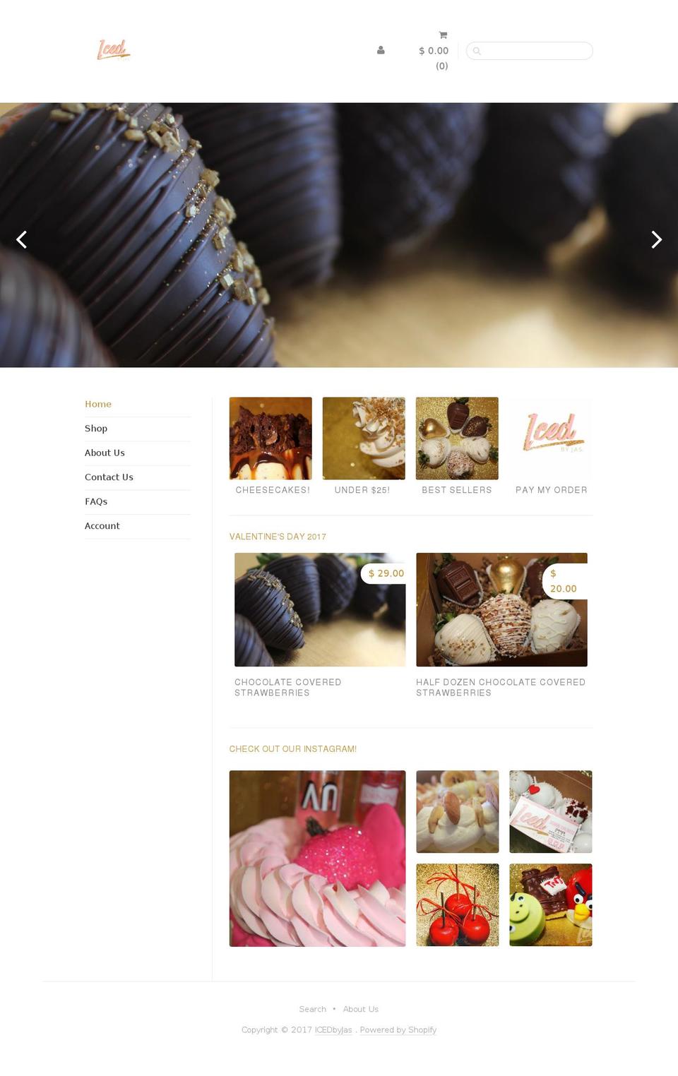 Sugar Shopify theme site example icedbyjas.com