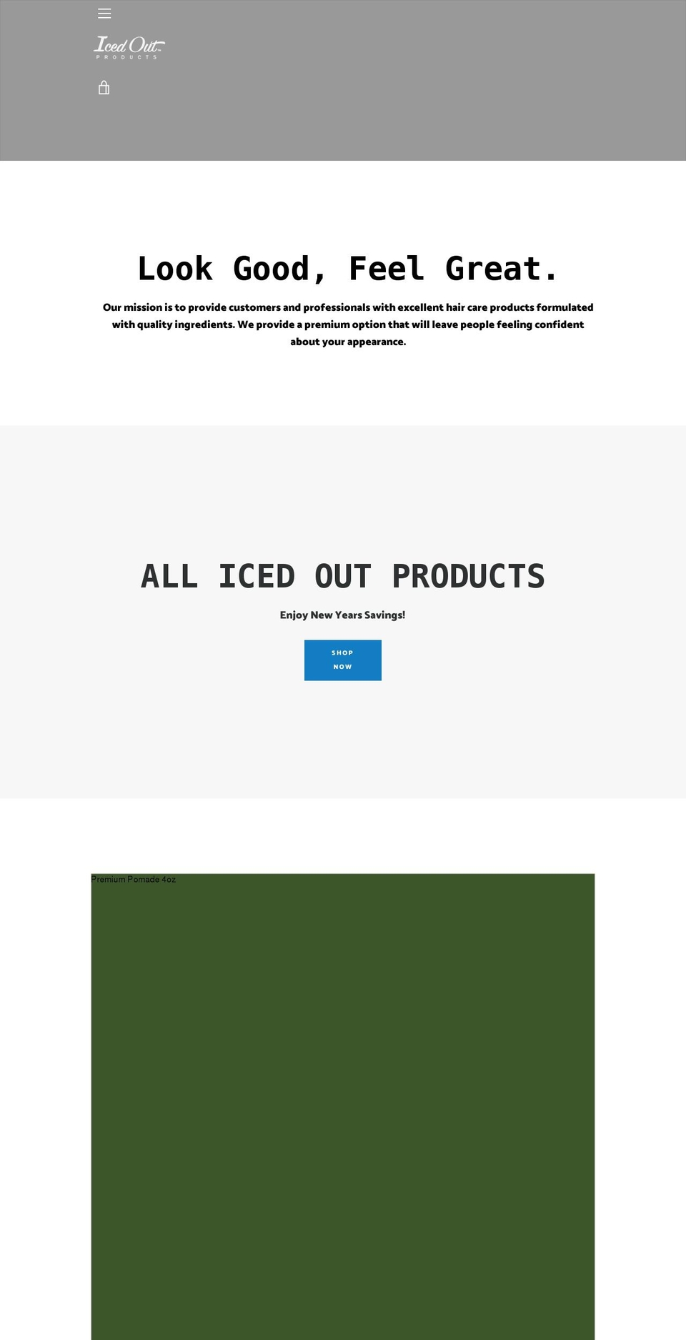 icedoutproducts.com shopify website screenshot