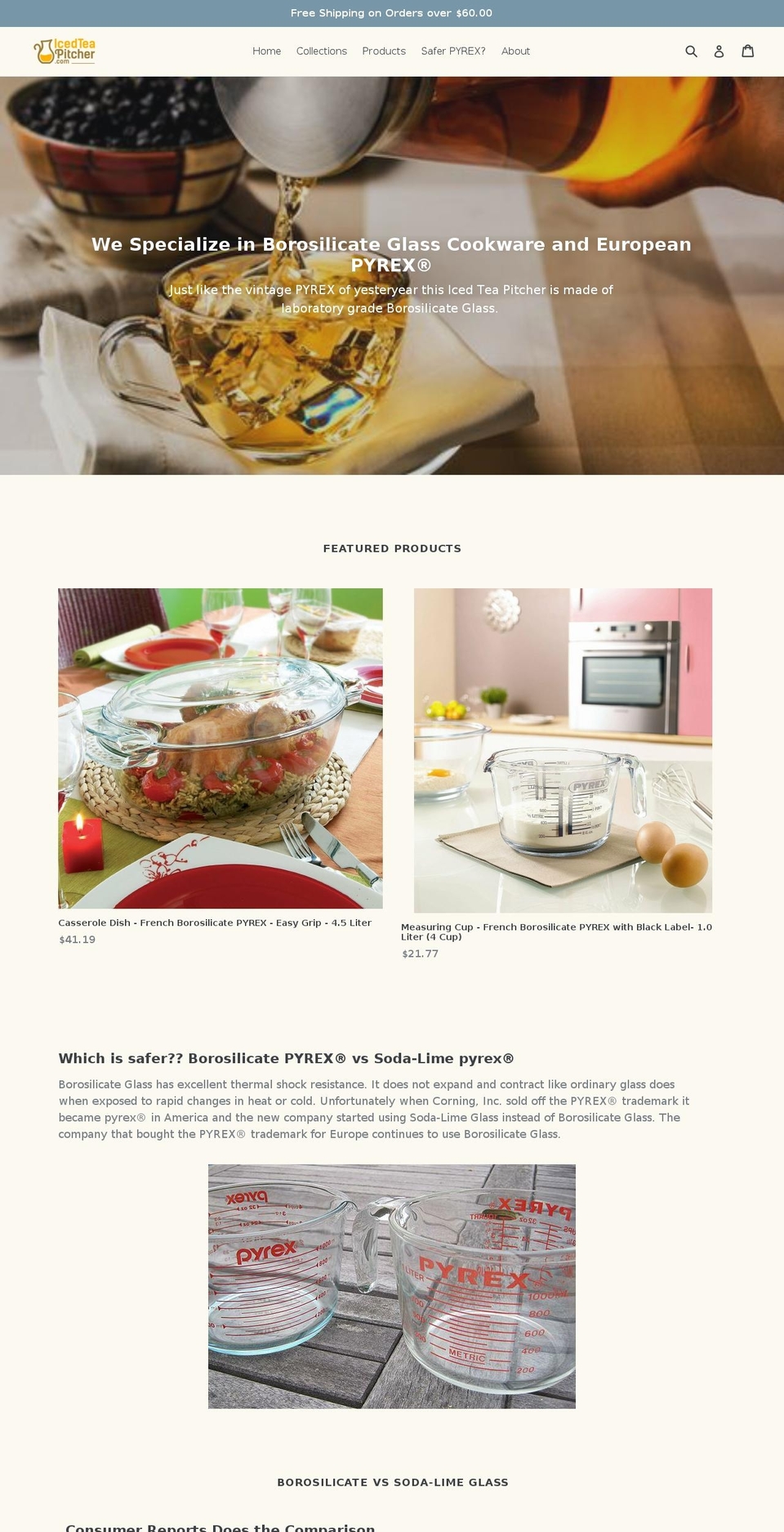 icedteapitchers.com — Shopify storefront screenshot
