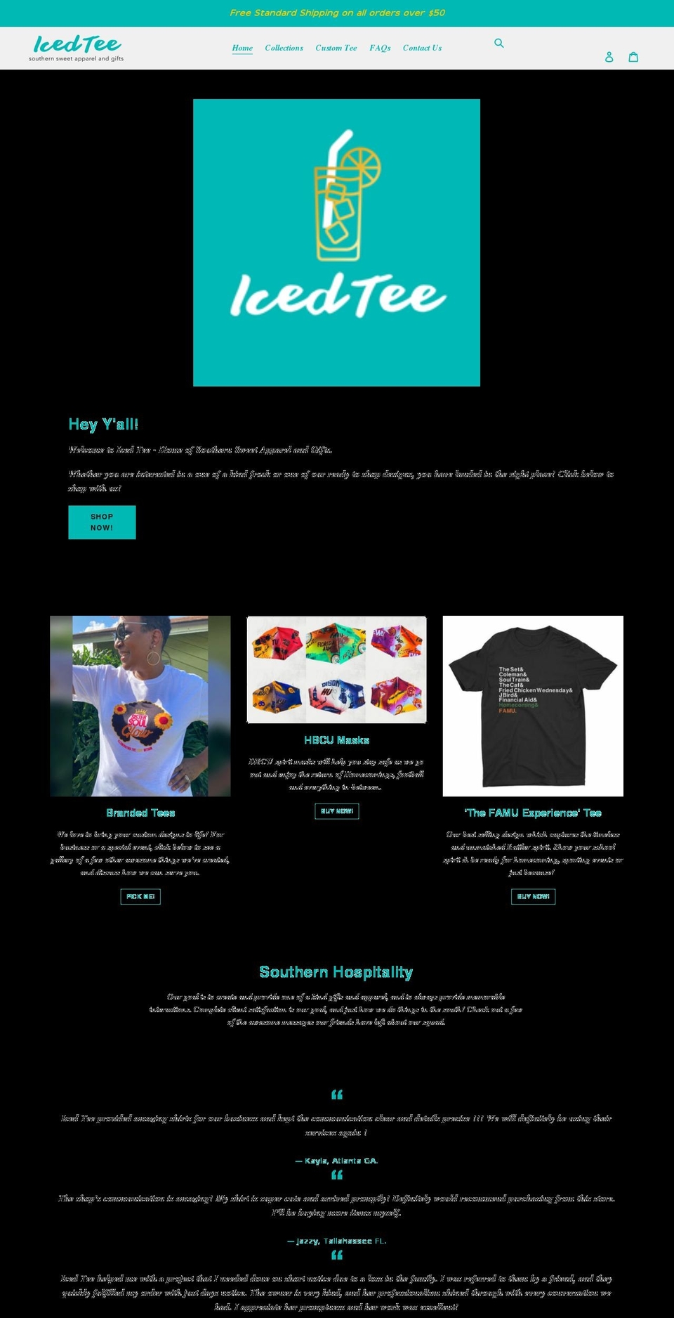 icedteeshop.com shopify website screenshot