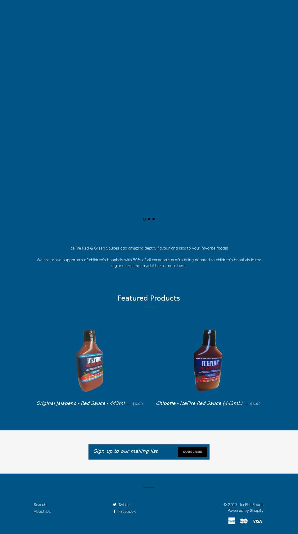 icefireredsauce.net shopify website screenshot