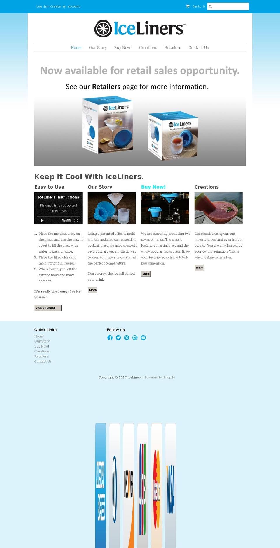 iceliners.com shopify website screenshot