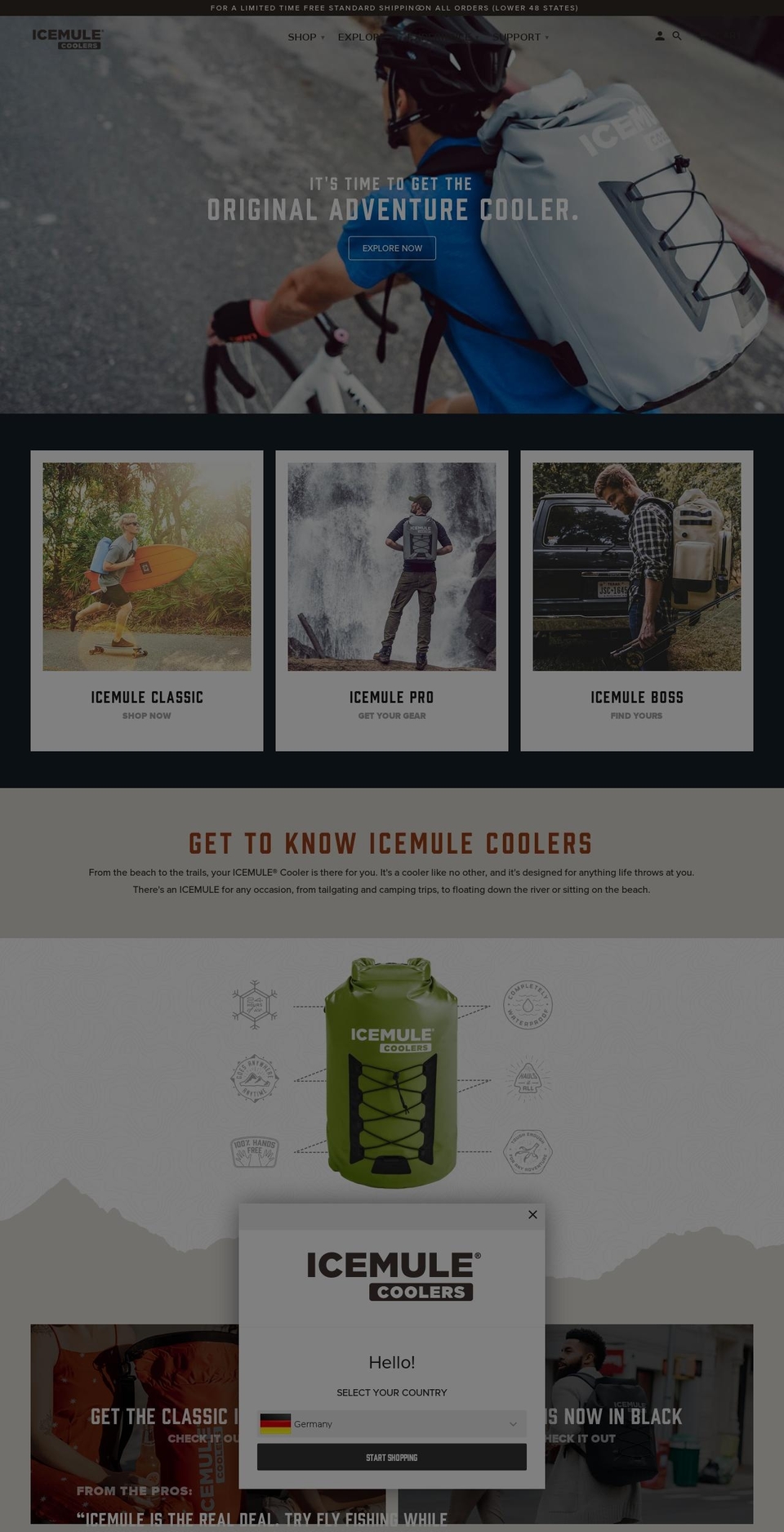 icemulecoolers.com shopify website screenshot