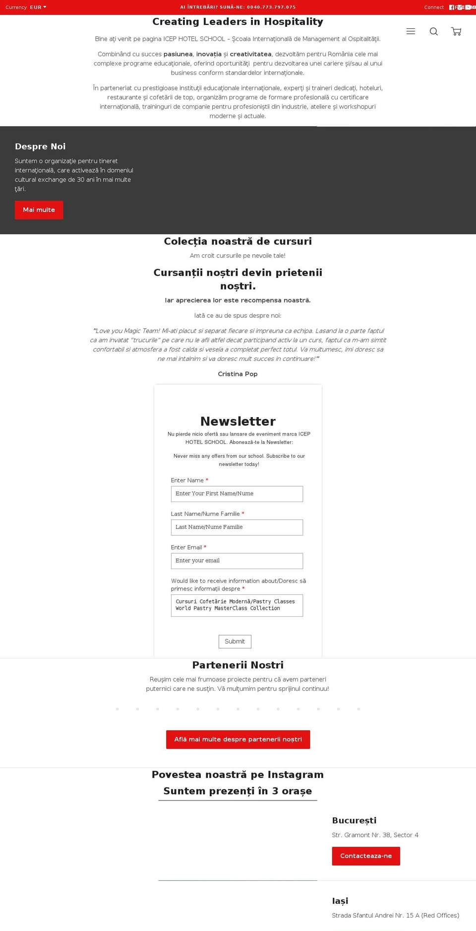 icephotelschool.com shopify website screenshot