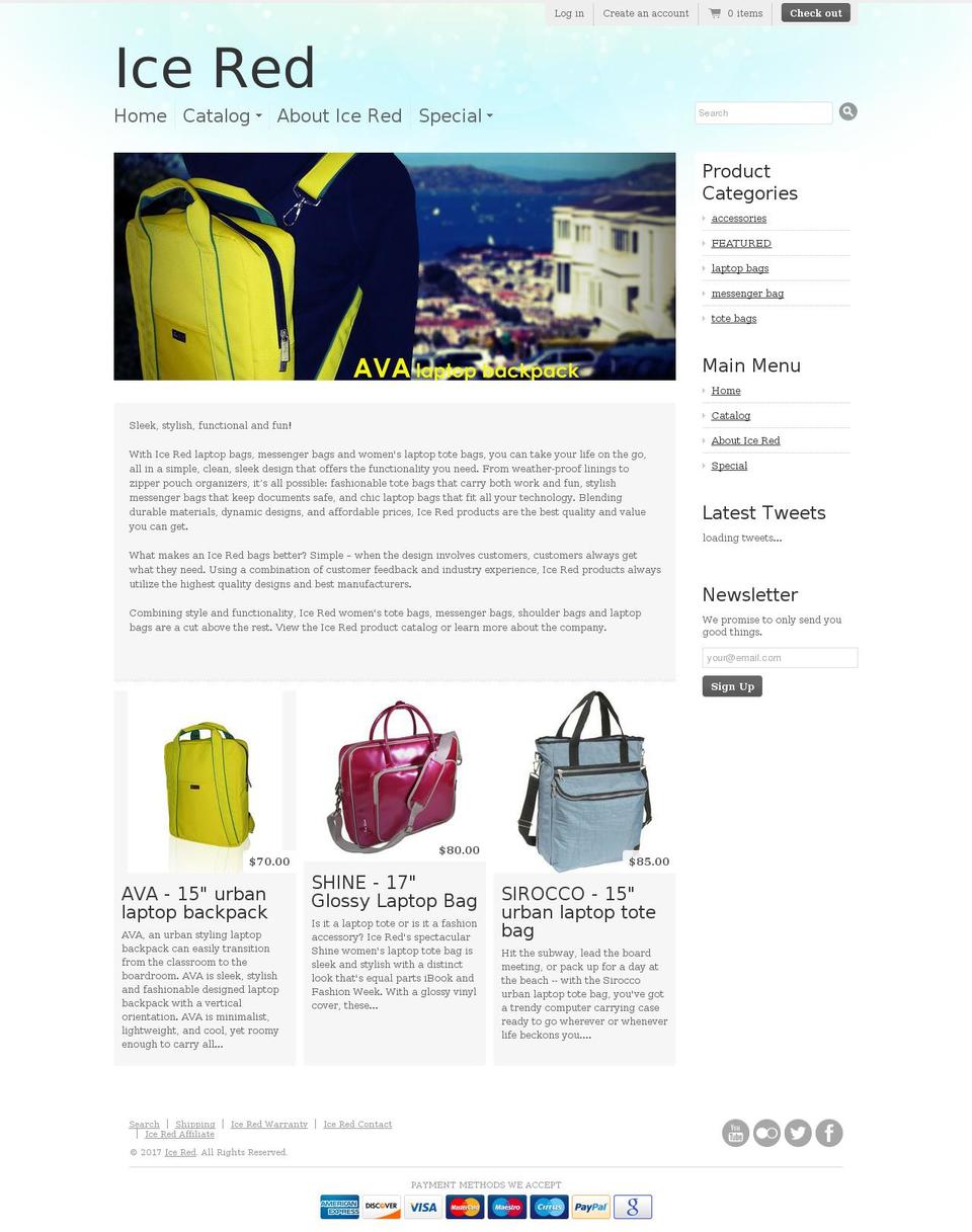 iceredbags.com shopify website screenshot
