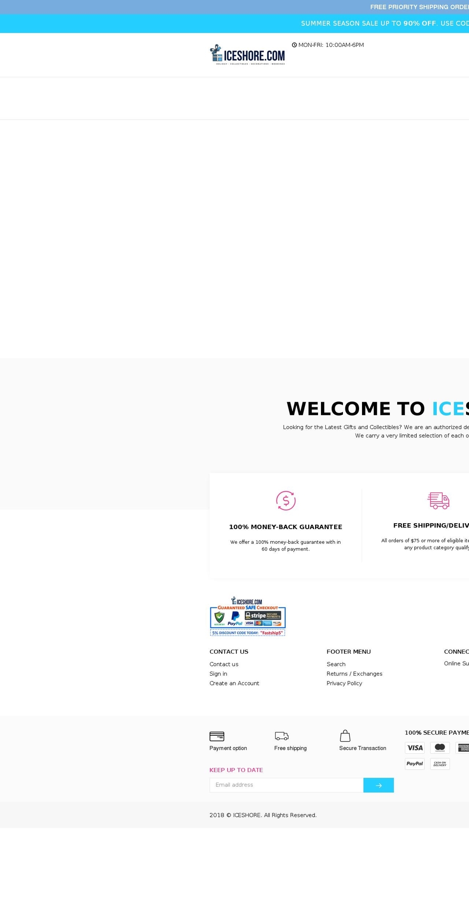 iceshore.com shopify website screenshot