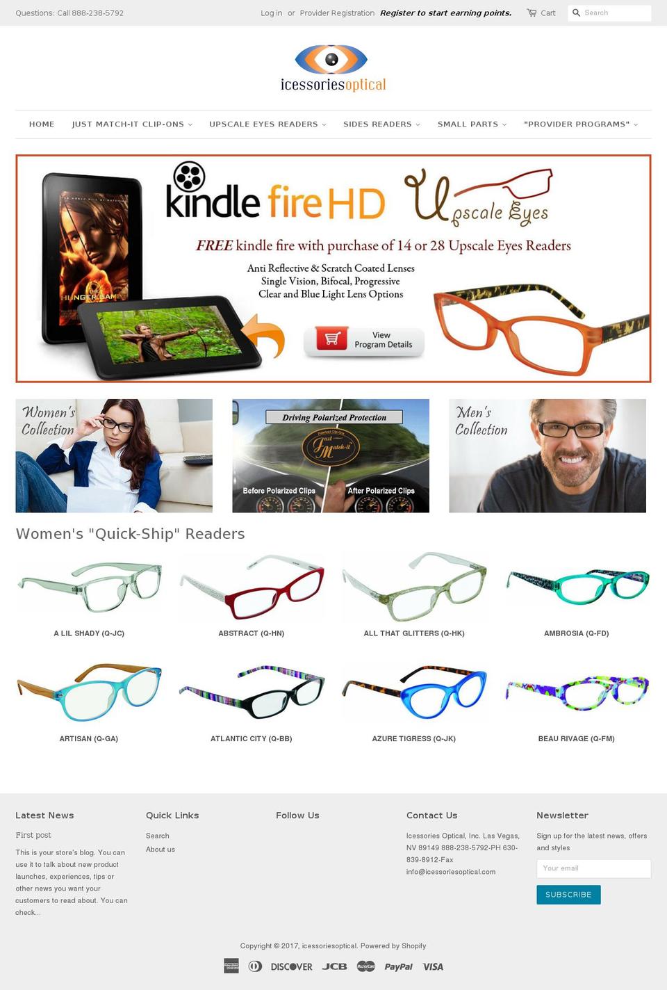 icessoriesoptical.com shopify website screenshot