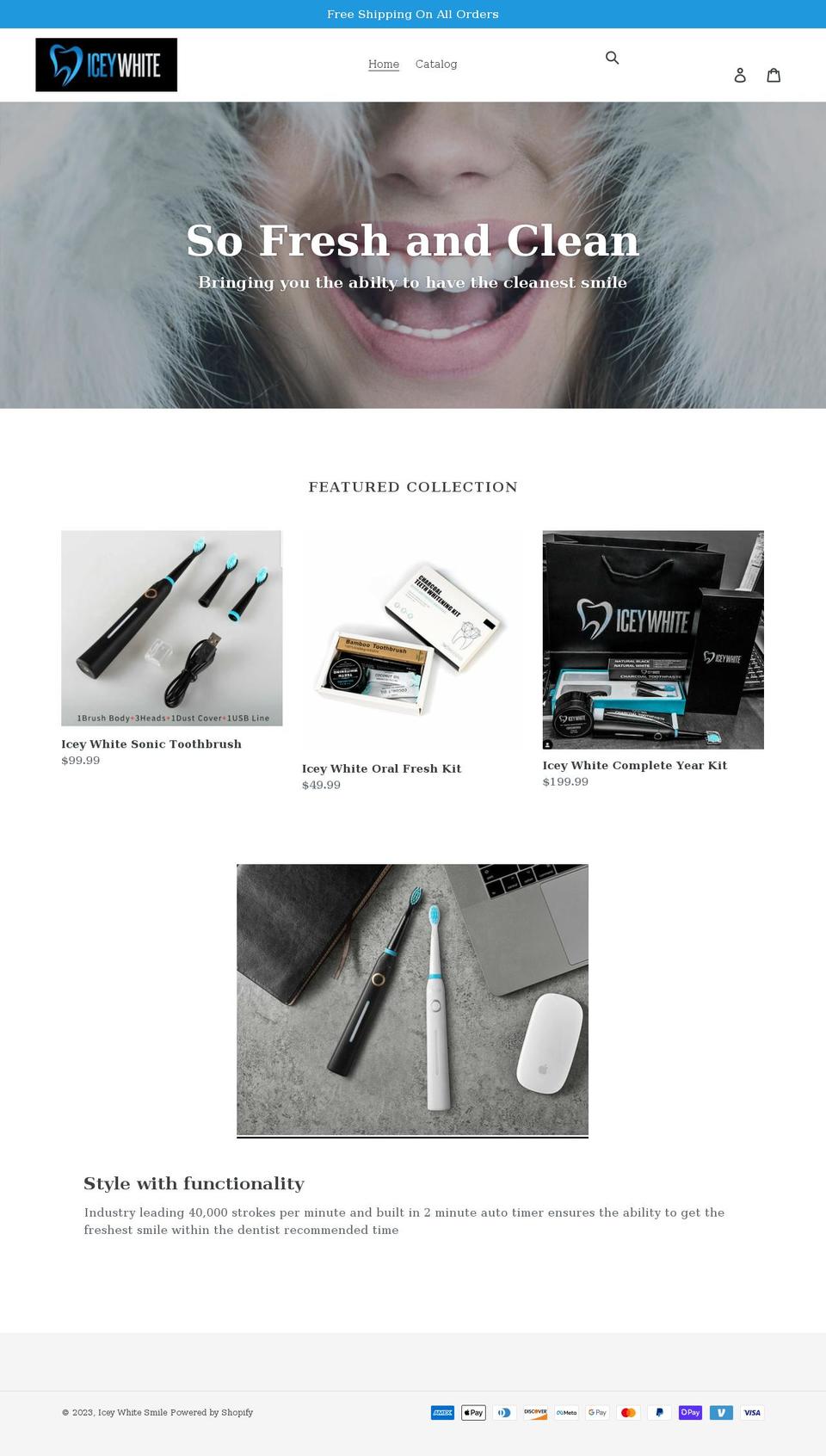 iceywhitesmile.com shopify website screenshot