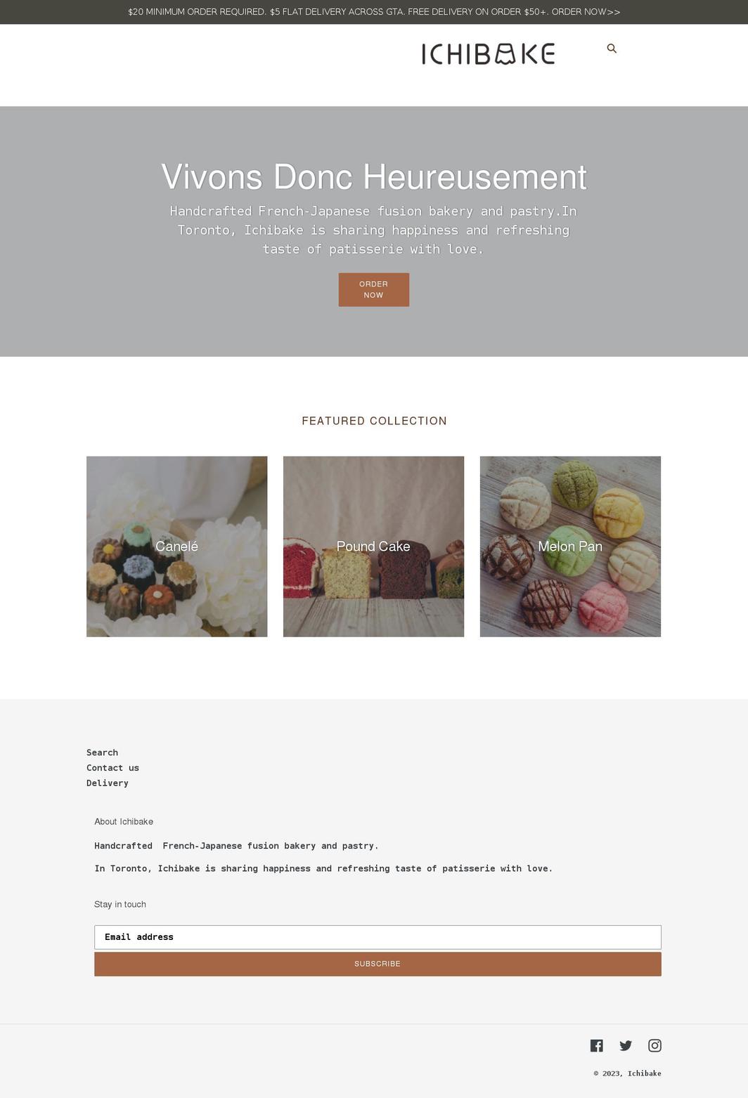 ichibake.com shopify website screenshot