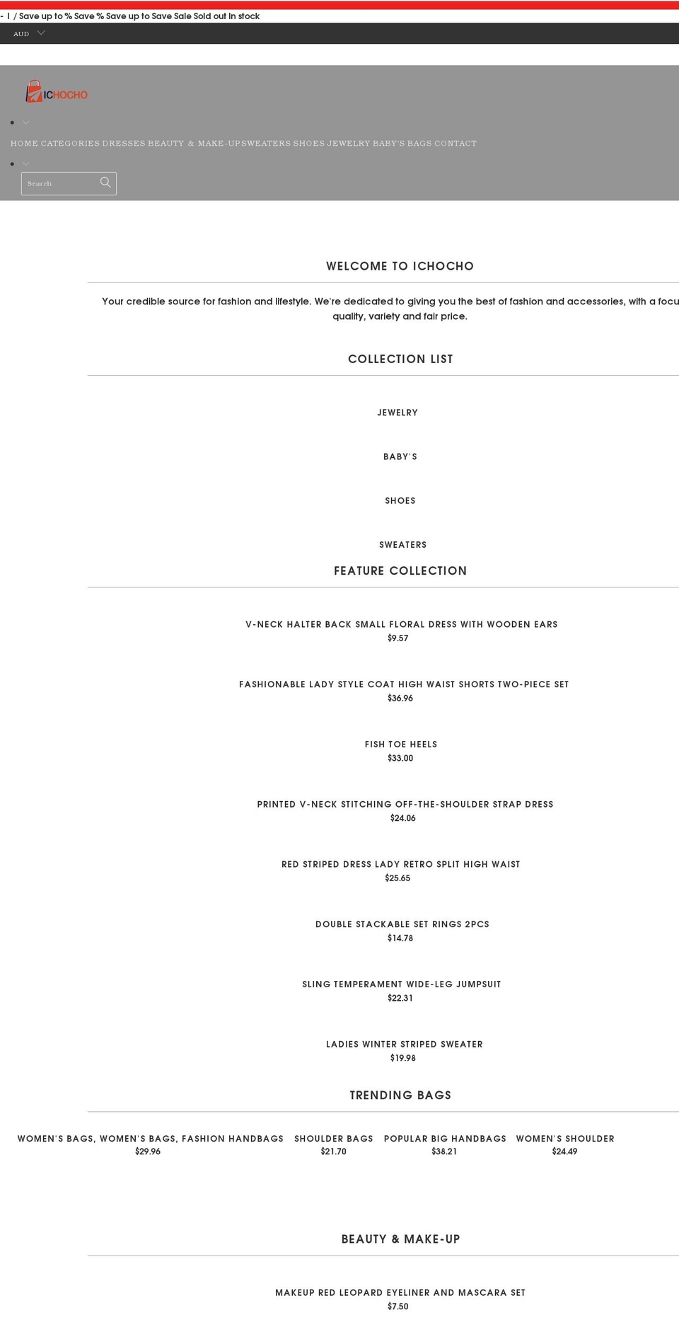 ichocho.com shopify website screenshot