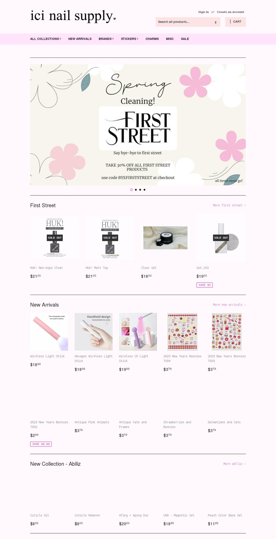 icinailsupply.com shopify website screenshot
