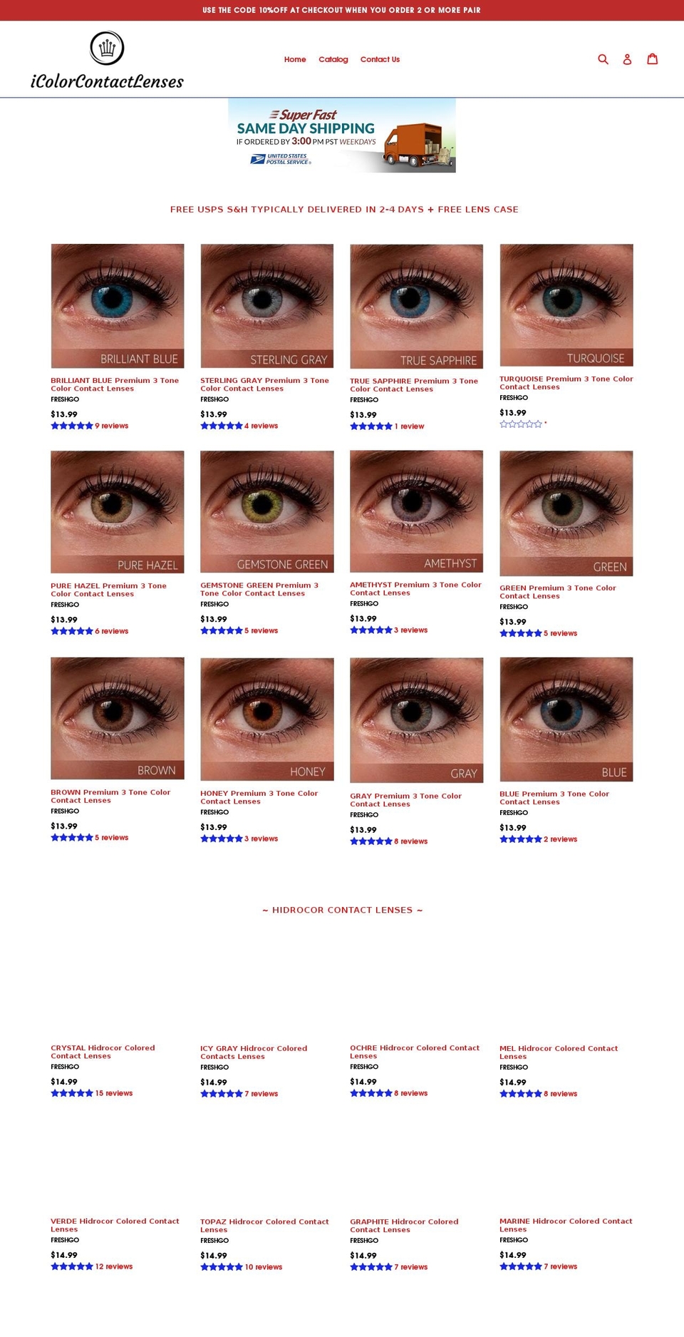 icolorcontactlenses.com shopify website screenshot