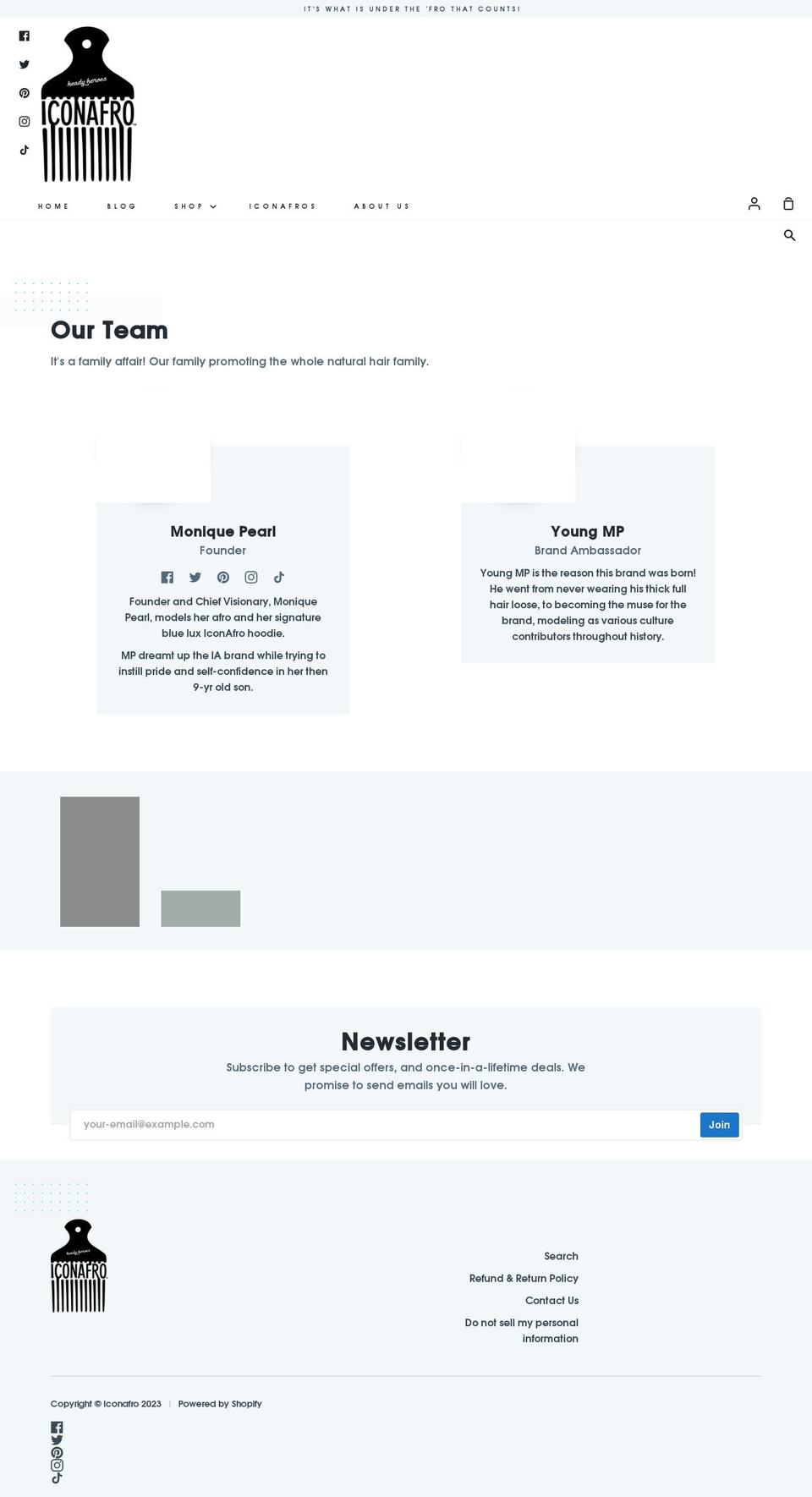 iconafro.com shopify website screenshot