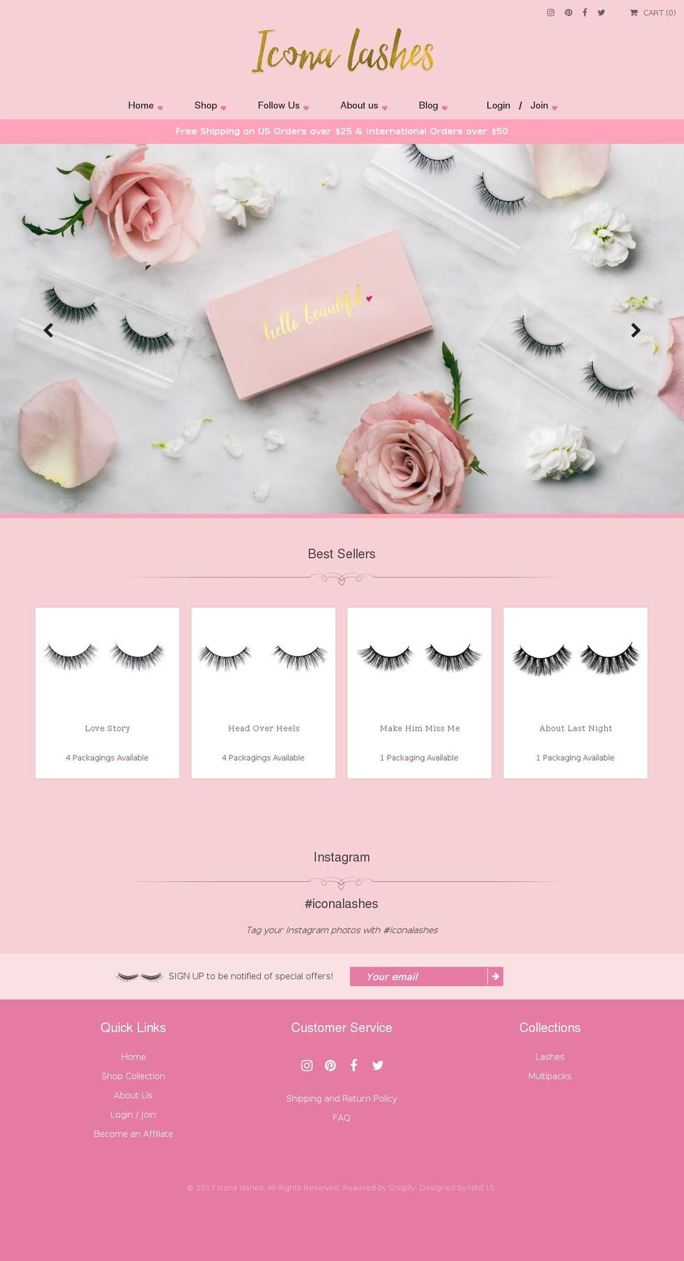 iconalashes.com shopify website screenshot